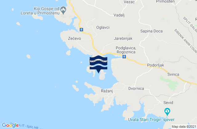 Mappa delle maree di Rogoznica, Croatia