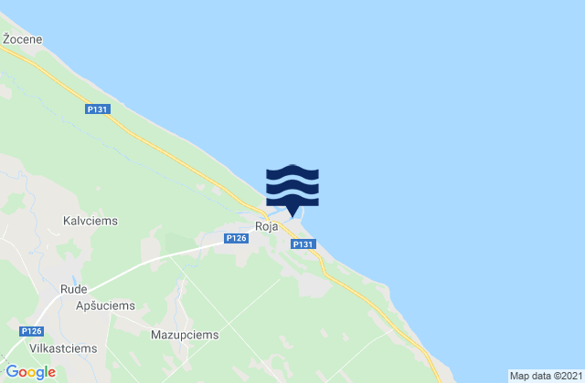 Mappa delle maree di Roja, Latvia