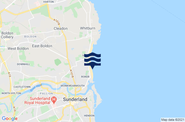 Mappa delle maree di Roker Beach, United Kingdom