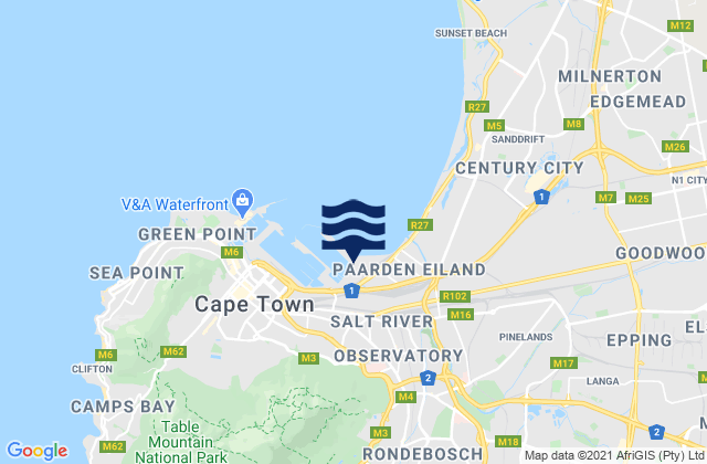 Mappa delle maree di Rondebosch, South Africa