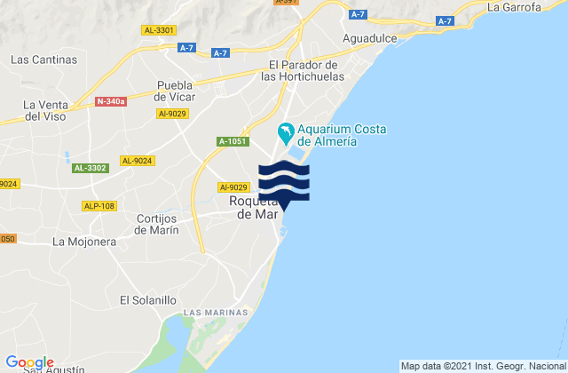 Mappa delle maree di Roquetas de Mar, Spain