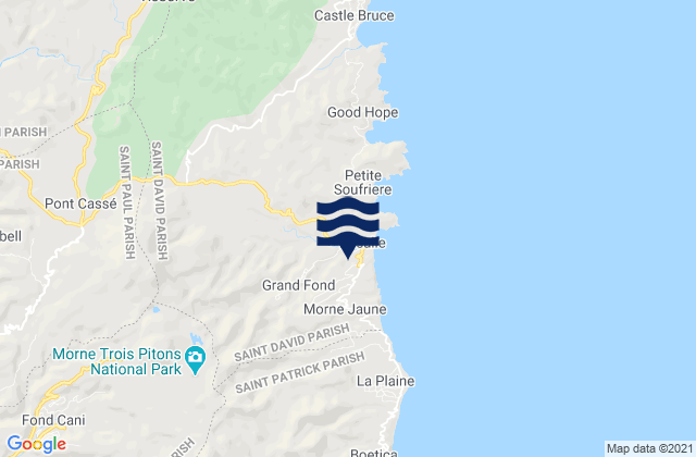 Mappa delle maree di Rosalie, Dominica