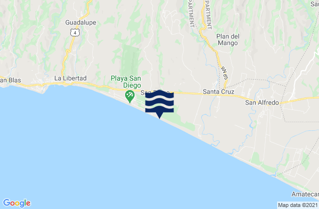Mappa delle maree di Rosario de Mora, El Salvador
