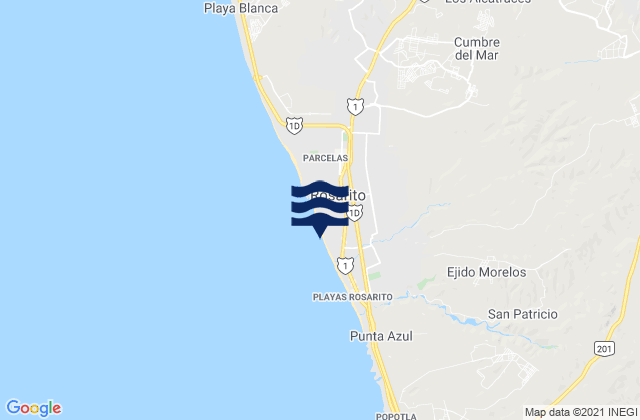 Mappa delle maree di Rosarito, Mexico
