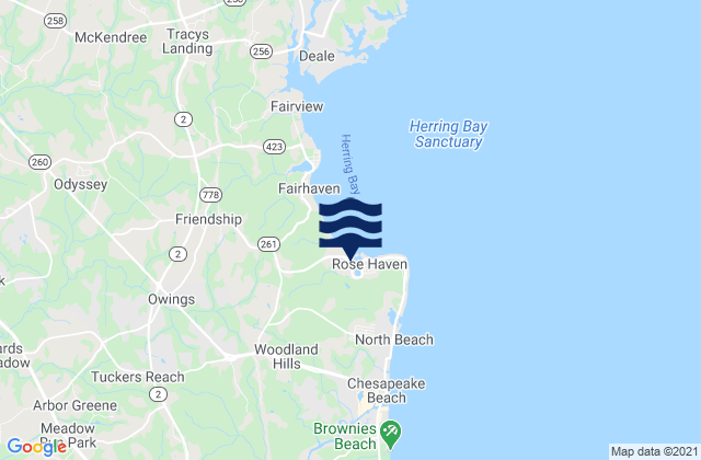 Mappa delle maree di Rose Haven Herring Bay, United States