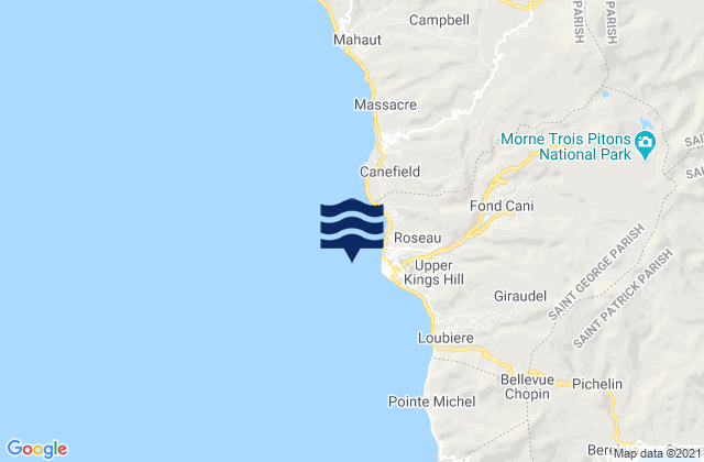 Mappa delle maree di Roseau (Dominica), Martinique