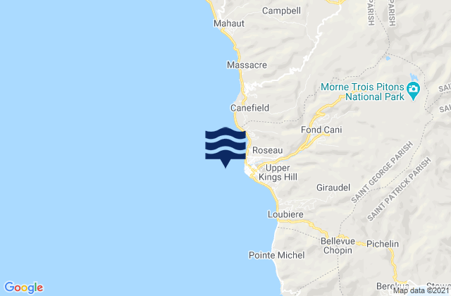 Mappa delle maree di Roseau, Martinique