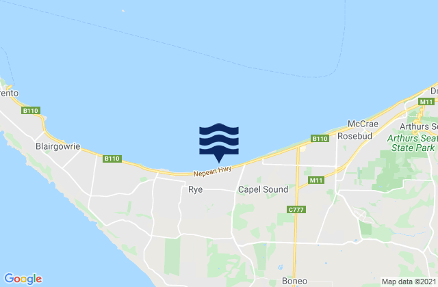 Mappa delle maree di Rosebud Jetty, Australia