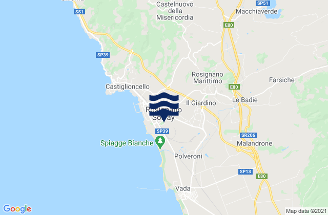 Mappa delle maree di Rosignano Marittimo, Italy