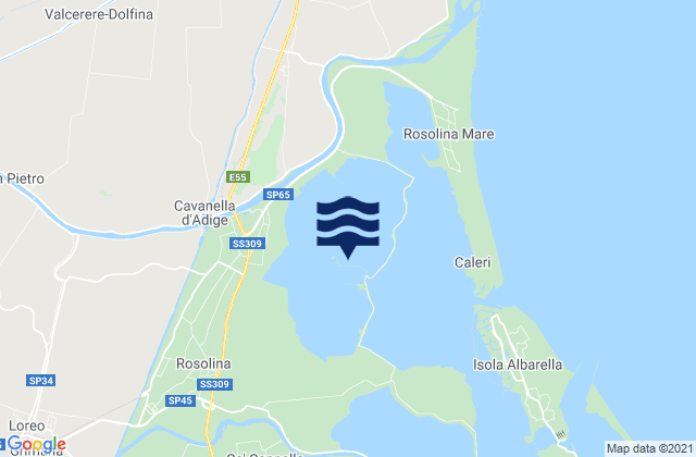 Mappa delle maree di Rosolina, Italy