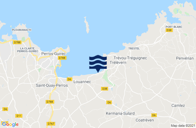 Mappa delle maree di Rospez, France