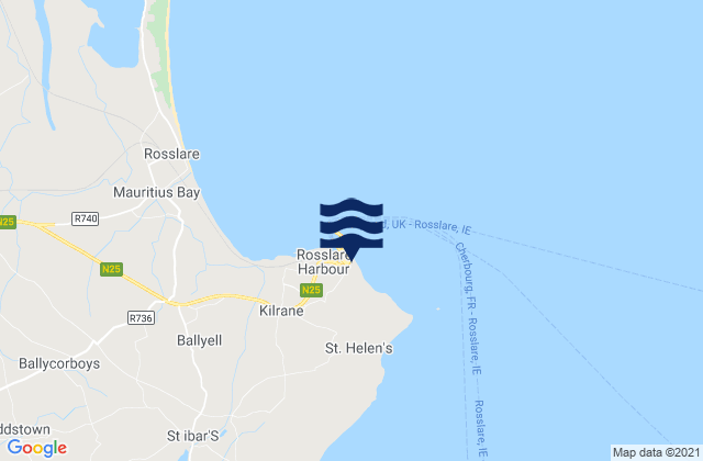 Mappa delle maree di Rosslare Europort, Ireland