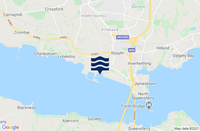 Mappa delle maree di Rosyth, United Kingdom