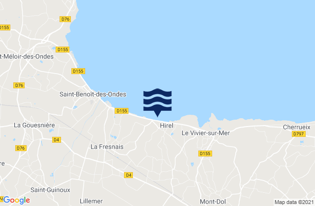 Mappa delle maree di Roz-Landrieux, France