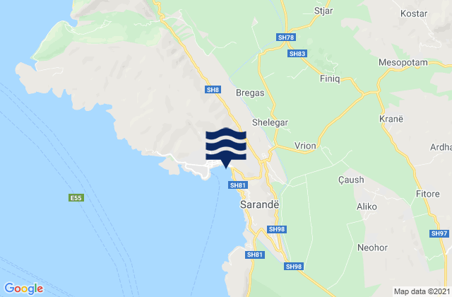 Mappa delle maree di Rrethi i Delvinës, Albania