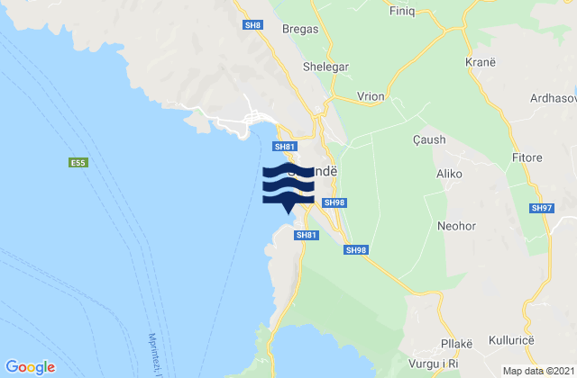 Mappa delle maree di Rrethi i Sarandës, Albania