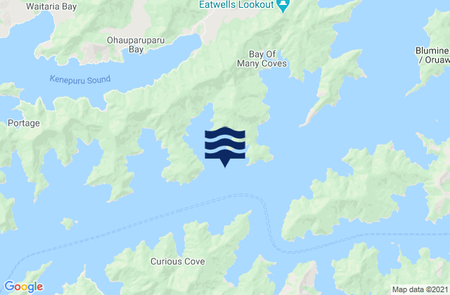 Mappa delle maree di Ruakaka Bay, New Zealand
