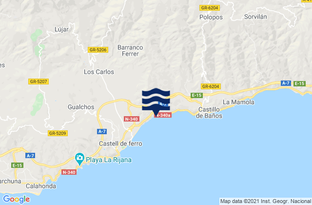 Mappa delle maree di Rubite, Spain