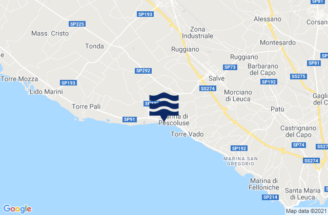 Mappa delle maree di Ruffano, Italy