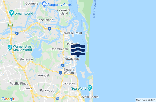 Mappa delle maree di Runaway Bay, Australia