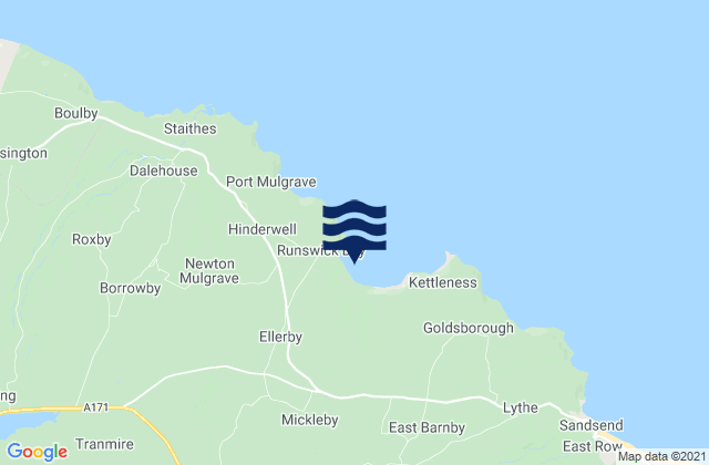 Mappa delle maree di Runswick Bay, United Kingdom