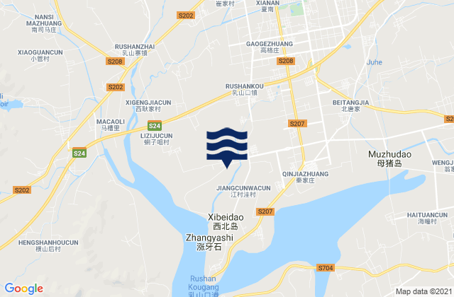 Mappa delle maree di Rushankou, China