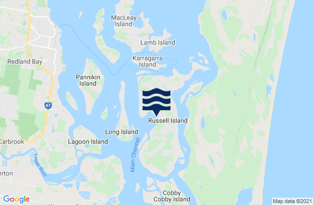 Mappa delle maree di Russell Island, Australia