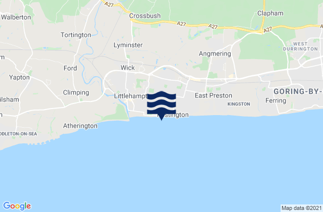 Mappa delle maree di Rustington Beach, United Kingdom