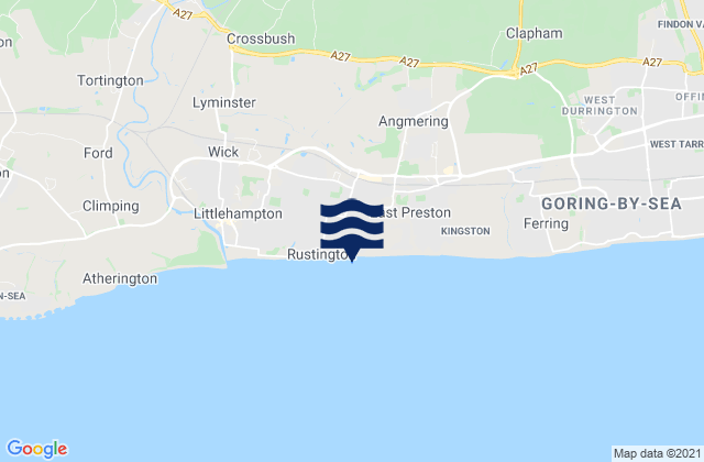 Mappa delle maree di Rustington, United Kingdom