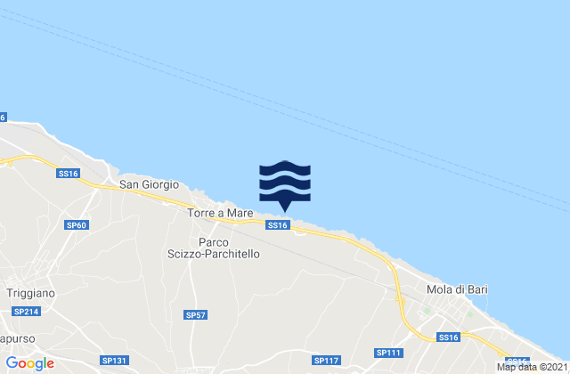 Mappa delle maree di Rutigliano, Italy
