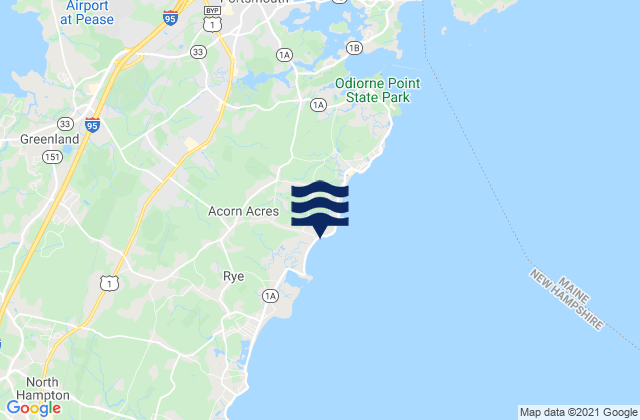 Mappa delle maree di Rye North Beach Rye, United States