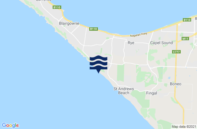 Mappa delle maree di Rye Ocean Beach, Australia