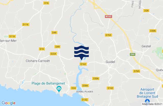Mappa delle maree di Rédené, France