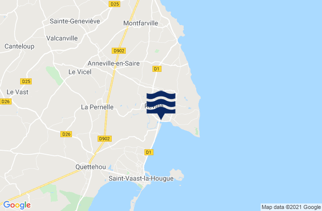 Mappa delle maree di Réville, France