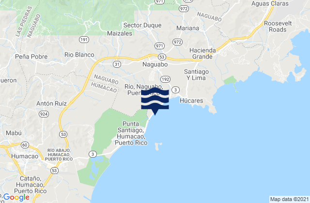 Mappa delle maree di Río Blanco, Puerto Rico