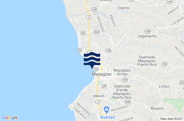 Mappa delle maree di Río Cañas Abajo Barrio, Puerto Rico
