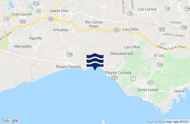 Mappa delle maree di Río Cañas Abajo, Puerto Rico