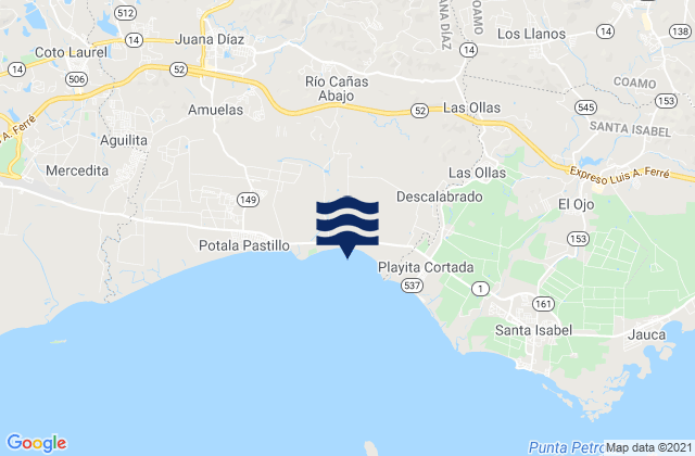 Mappa delle maree di Río Cañas Arriba Barrio, Puerto Rico
