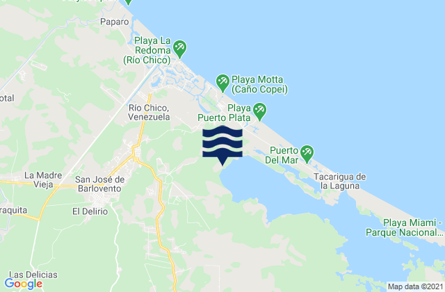 Mappa delle maree di Río Chico, Venezuela