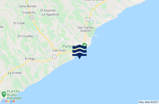 Mappa delle maree di Río Mar, Panama