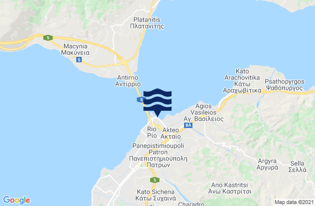 Mappa delle maree di Río, Greece