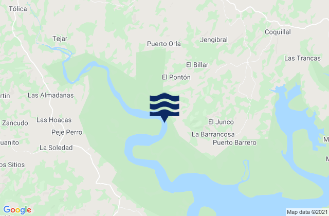 Mappa delle maree di Río de Jesús, Panama