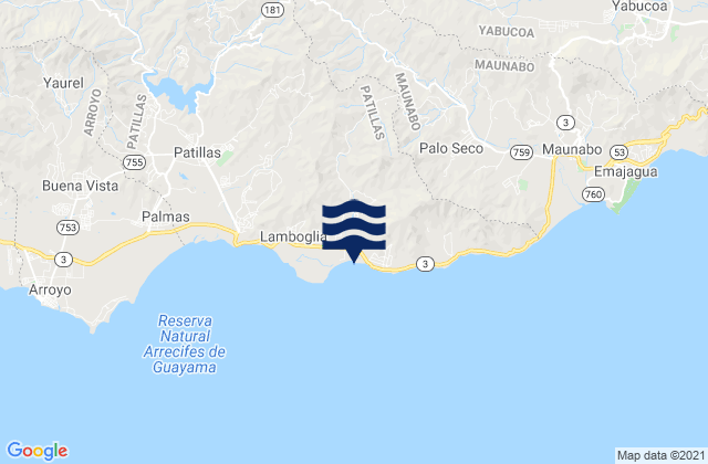Mappa delle maree di Ríos Barrio, Puerto Rico