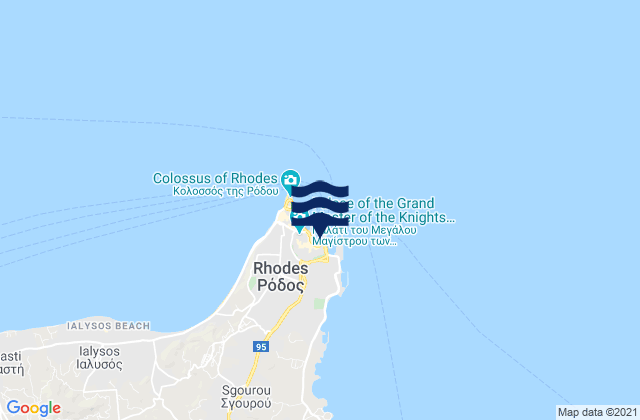 Mappa delle maree di Ródos, Greece