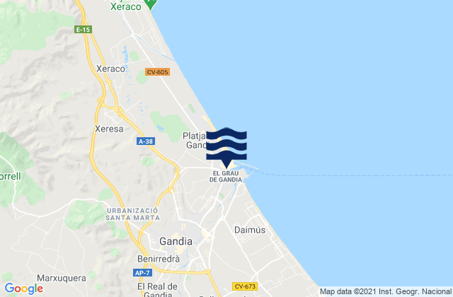 Mappa delle maree di Rótova, Spain