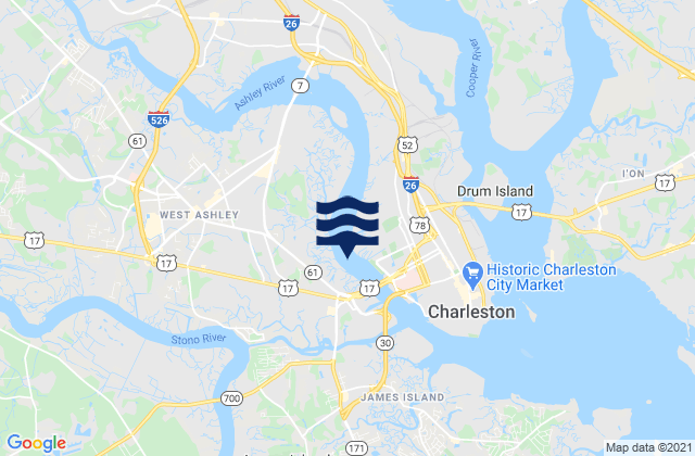 Mappa delle maree di S.C.L. RR. bridge 0.1 mile below, United States
