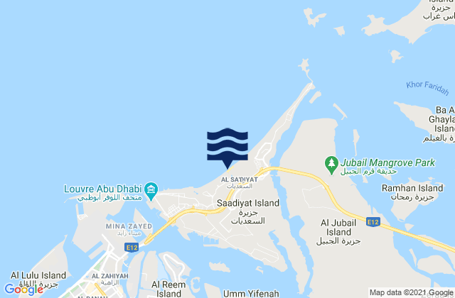 Mappa delle maree di Saadiyat Public Beach, United Arab Emirates
