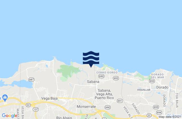Mappa delle maree di Sabana, Puerto Rico