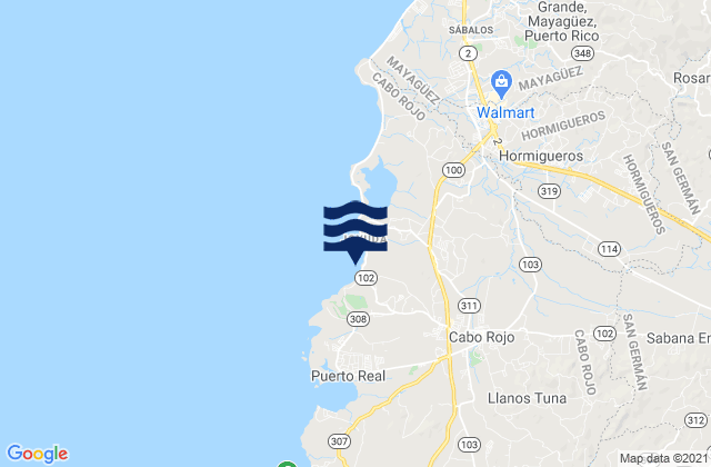 Mappa delle maree di Sabana Eneas, Puerto Rico