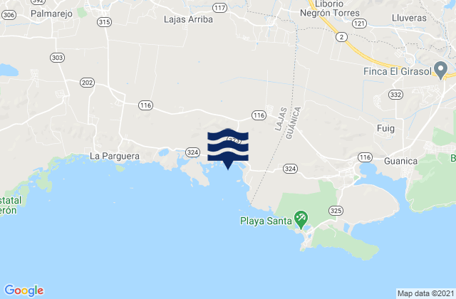 Mappa delle maree di Sabana Grande Barrio-Pueblo, Puerto Rico